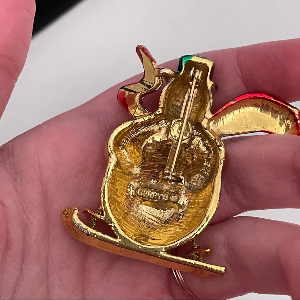 Vintage 80’s GERRY'S Winter Holiday Christmas Apres Ski Snowman Brooch / Pin